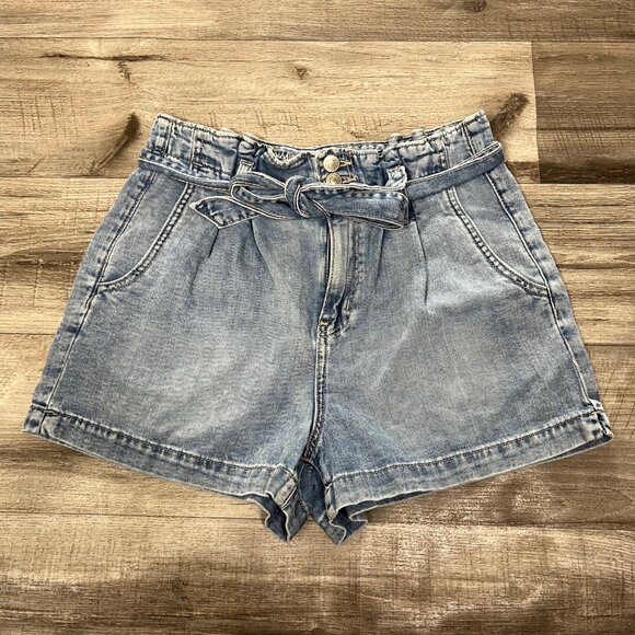 American Eagle High Rise Paperbag Denim Mom Shorts Blue Women’s Size 4 - Picture 1 of 10